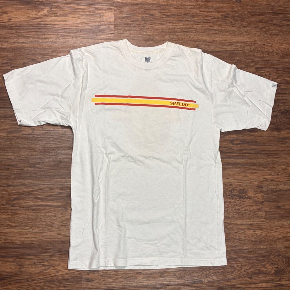 Speedo Hawaiian Hula Girl Graphic T-Shirt Mens 2XL White Surf Swim Beach Tee